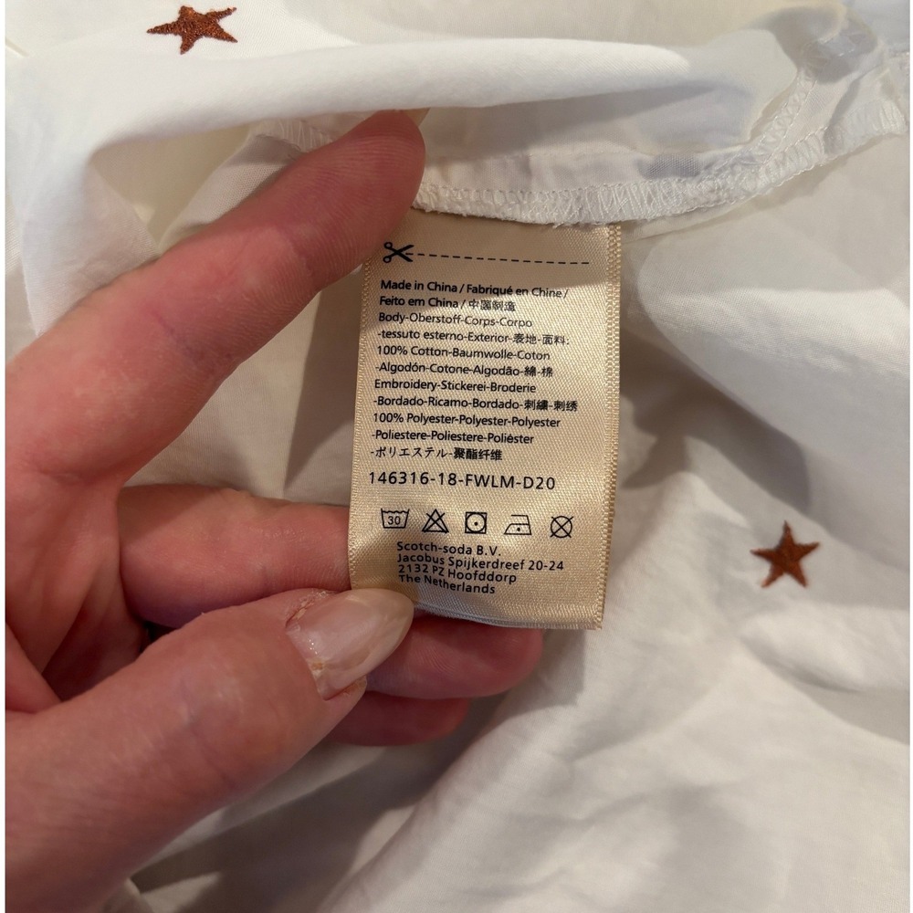NWT Scotch & Soda Maison Scotch Embroidered Star Shirt Cream Copper M FLAWED - Picture 6 of 7